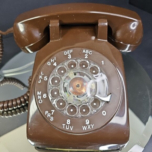Vintage Chocolate Brown Northern Electric Rotary Desktop Telephone Canada - Picture 1 of 16